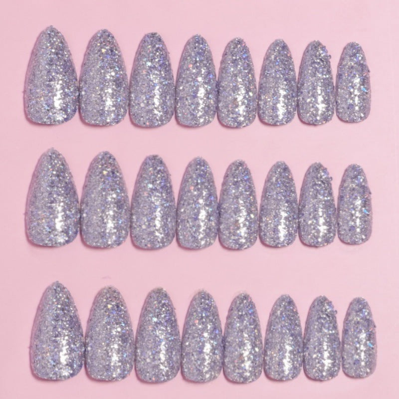 Glitzerndes mandelförmiges Press-On-Nagelset Brehn