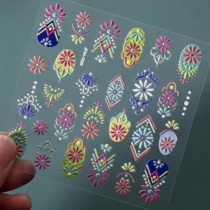 Dekorative Blumen Nagelkunst Aufkleber
