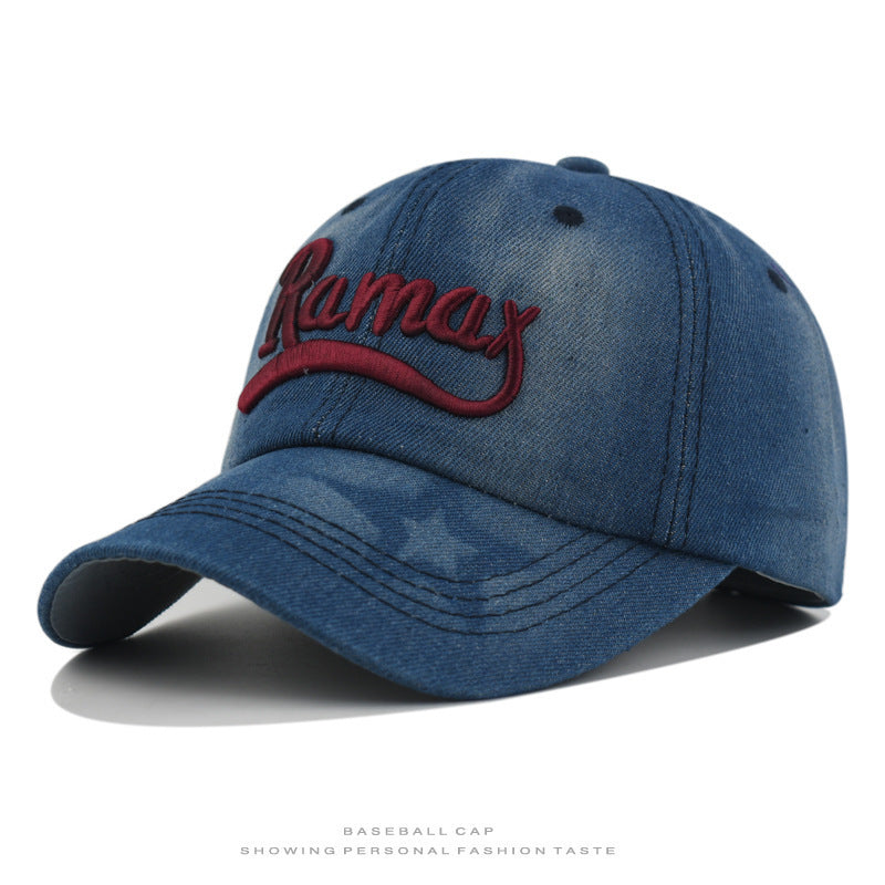 Herren verwaschene Denim bestickte Baseballmütze Brehn