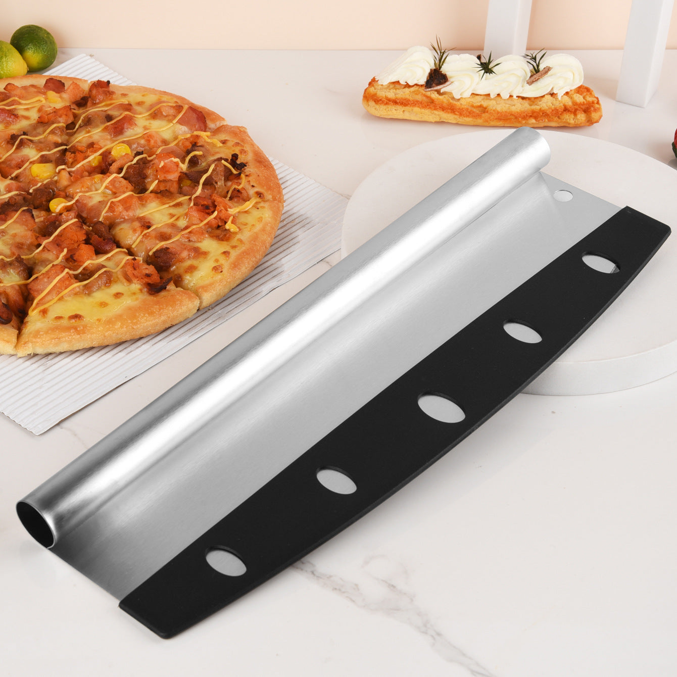 Professionelles Edelstahl Teigroller-Set mit Vier Längen und Halter Brehn