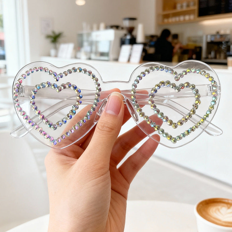Rhinestone-beschichtete herzförmige Sonnenbrille Brehn 1787141238