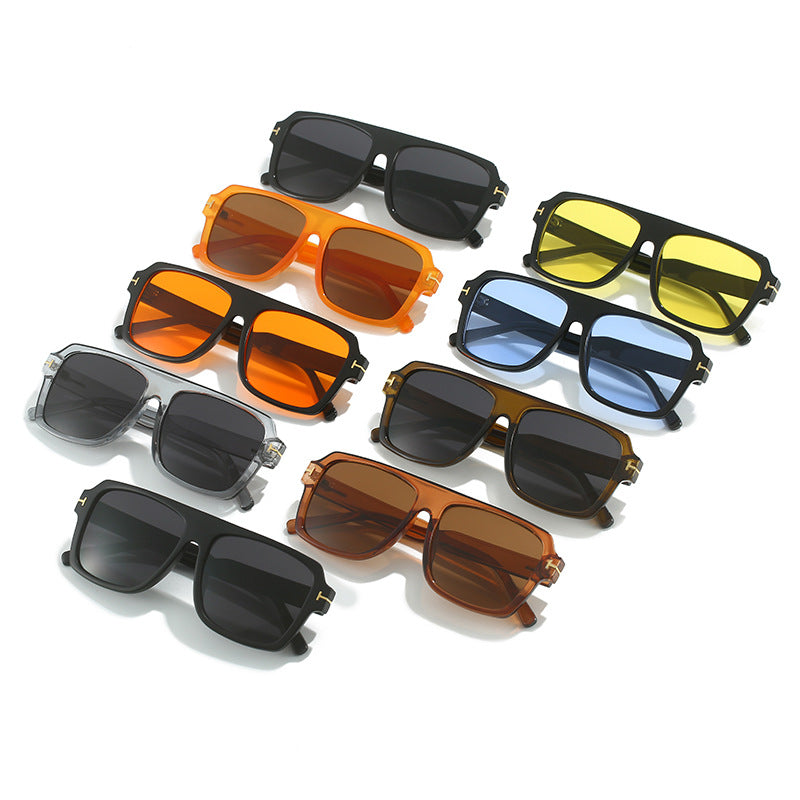 Damen quadratische Sonnenbrille mit modischem, transparentem Rahmen Brehn