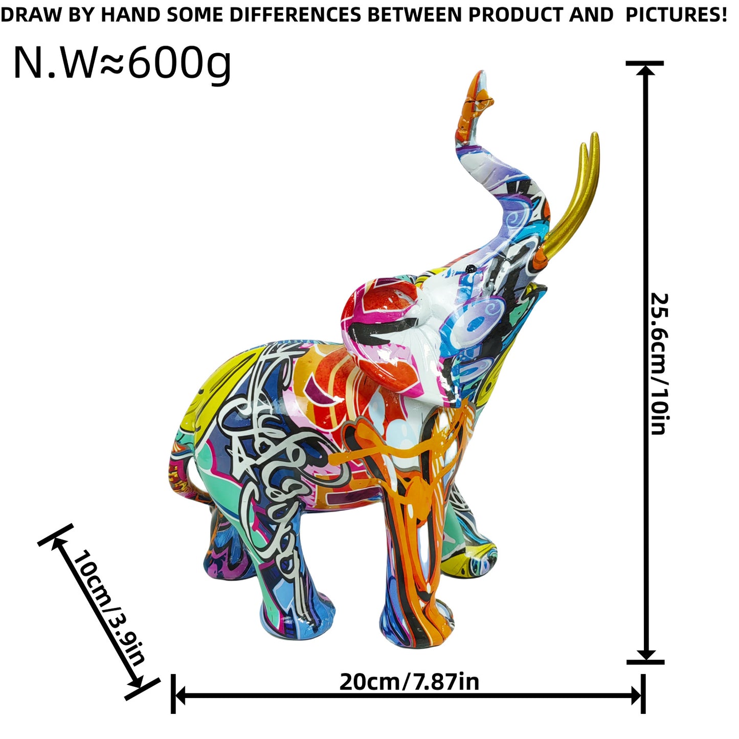 Kunstvolle Elefantenfigur mit buntem Design Brehn