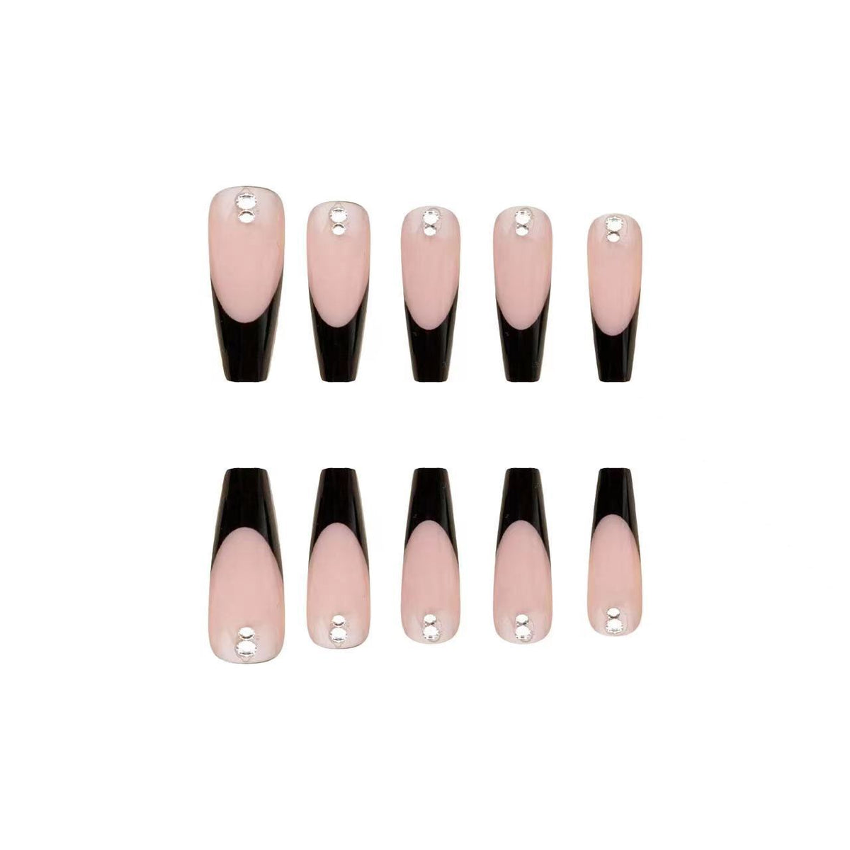 Trendsetzendes Stiletto Press-On Nagelkunstset mit Strassakzenten