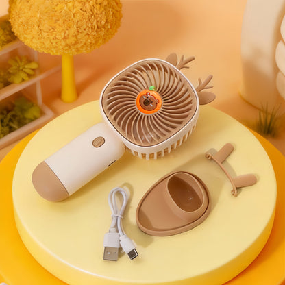 Damen Tragbarer Handventilator mit süßem Tierdesign und LED-Beleuchtung Brehn
