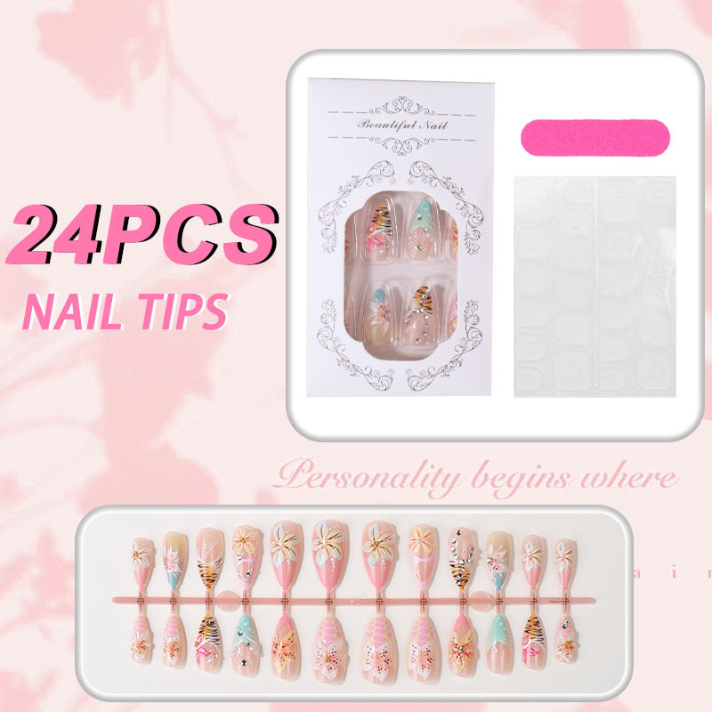 Tropisches Floral Press-On Nagelset Brehn