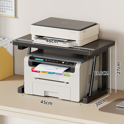 Desktop-Drucker- und Monitorständer mit erhöhtem Regalfach in Holzoptik und Metallrahmen