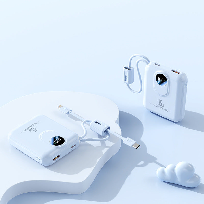 Powerbank mit Schnellladefunktion und Integrierten Ladekabeln Brehn