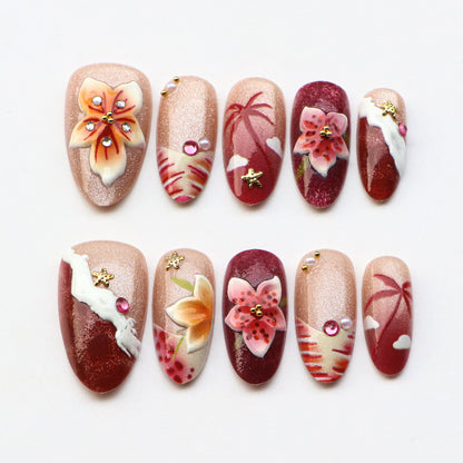 Blumeninspiriertes kreatives Press-On-Nagelkunst-Set
