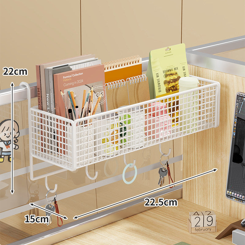 Schreibtisch-Rail-Montierter Netz-Organizer-Korb mit Haken