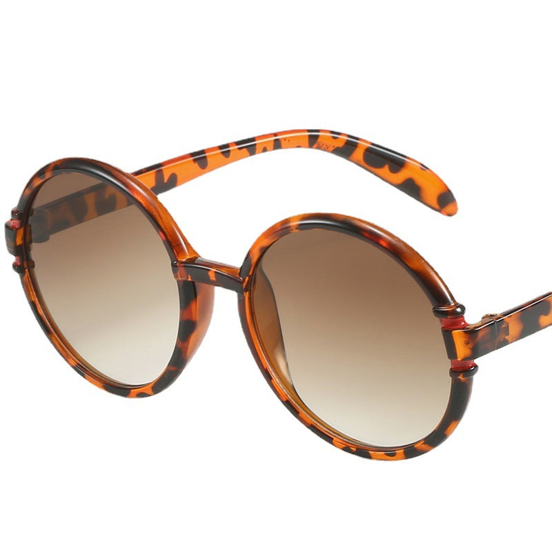 Damen runde Sonnenbrille im trendigen Leopardenmuster mit UV-Schutz Brehn