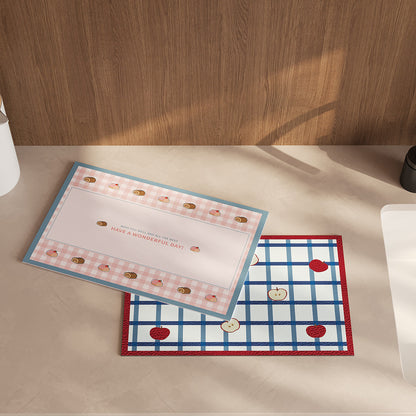 Striped Faux-Leather Table Placemat with Decorative Snail Print