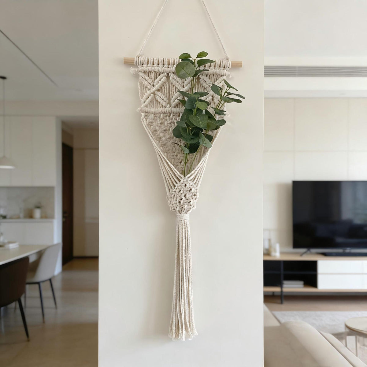 Dekorative Makramee Wandbehang mit eleganten Fransenquasten Brehn
