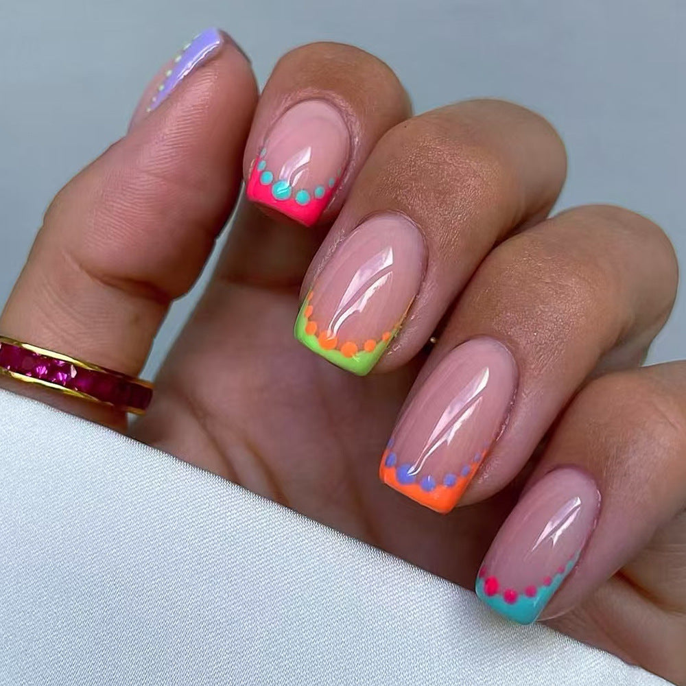Bunt Punkt Design Nagelkunst Brehn