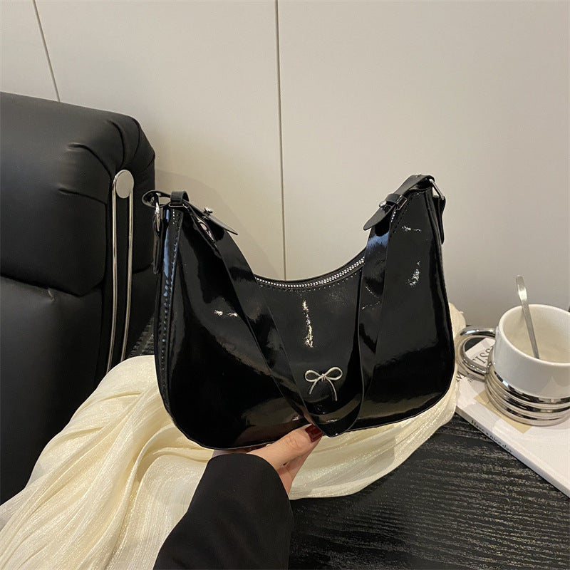 Premium Glänzende Kunstleder Hobo Tasche Brehn