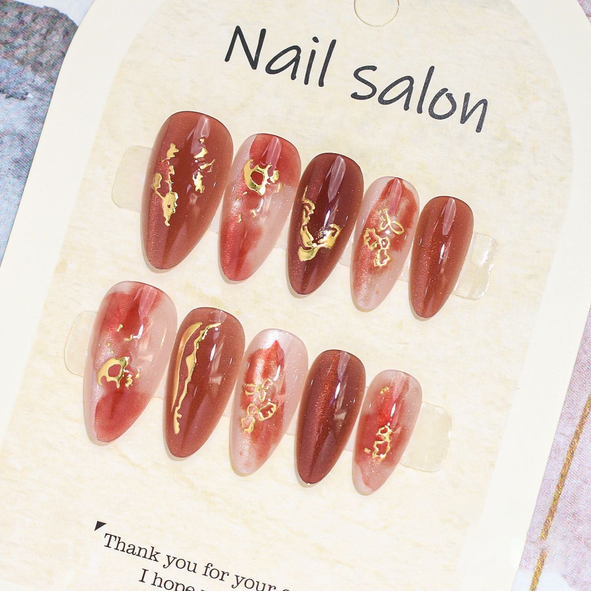 Künstlerisches Press-On-Nagelset mit Kirschblütenmuster Brehn