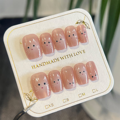 Kunstvolle Nagelkunst mit niedlichem Kaninchenmotiv Brehn
