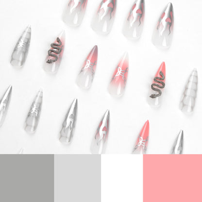 Kunstvolle Stiletto-Nägel mit Schlangen-Motiv Brehn
