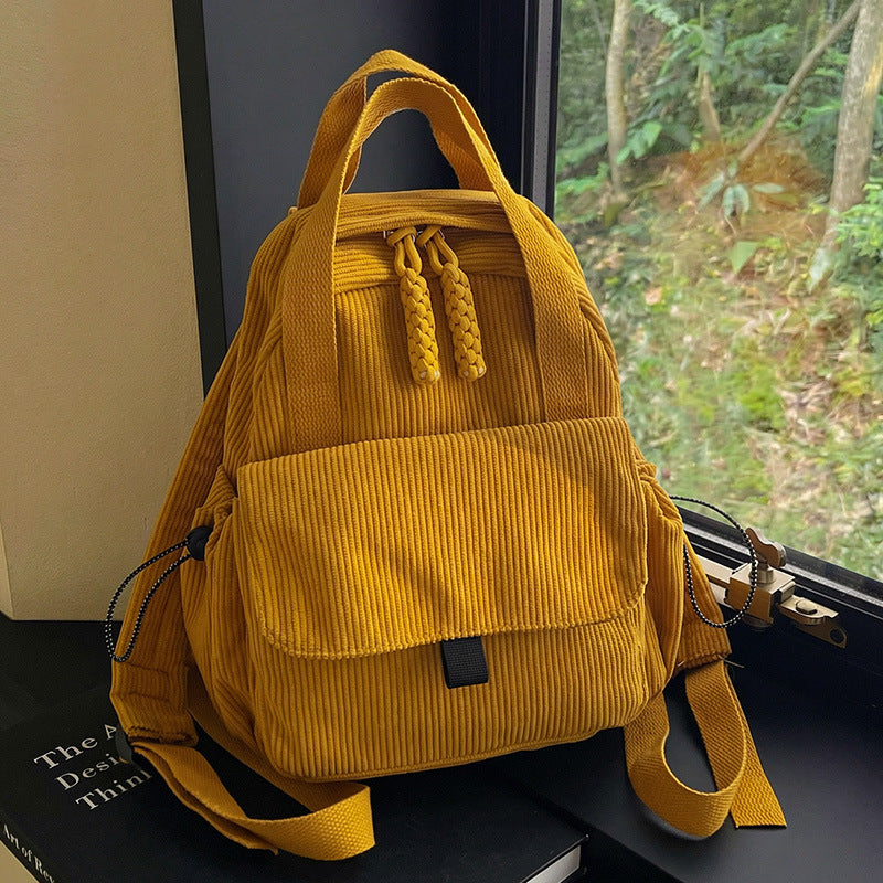 Cord-Rucksack mit Mehreren Fächern und Verstärktem Boden Brehn