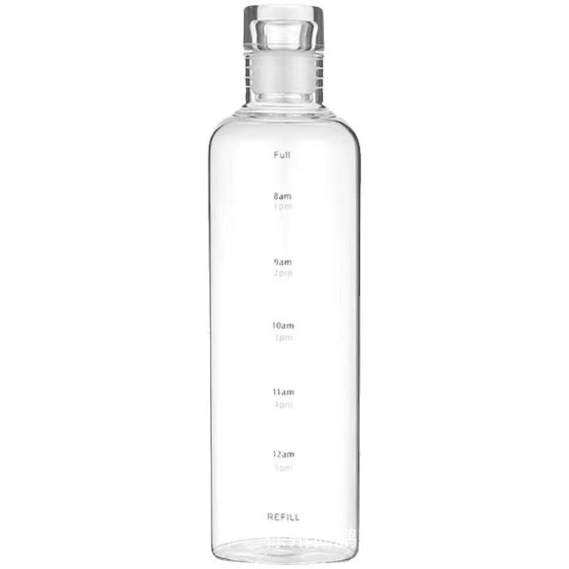 Damen transparente Motiv-Trinkflasche mit Zeitmarkierungen Brehn