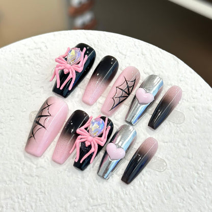 Themen Press-On Nagelkunst Set mit Spider Zubehör