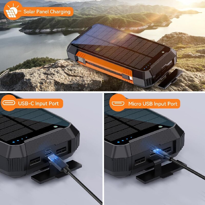 Robuste Solar-Powerbank mit Multifunktionalem Ladeanschluss Brehn