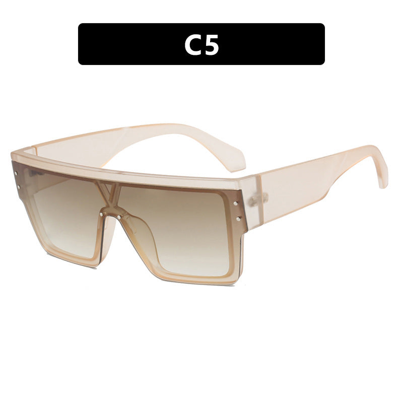 Damen futuristische Oversized-Sonnenbrille mit klaren Gläsern Brehn
