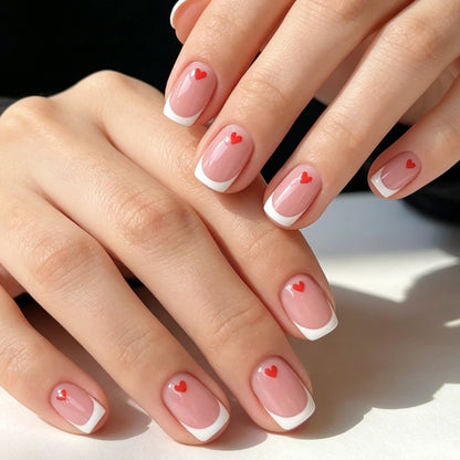 Love-Embellished French Tip Nail Design Brehn