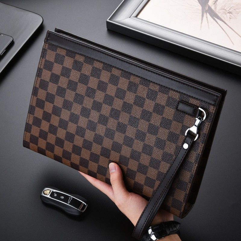 Leder Kariertes Dokumenten-Clutch Brehn