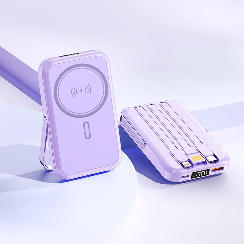 Tragbare Induktions-Powerbank mit Integriertem Ständer und Mehrfachanschlüssen Brehn