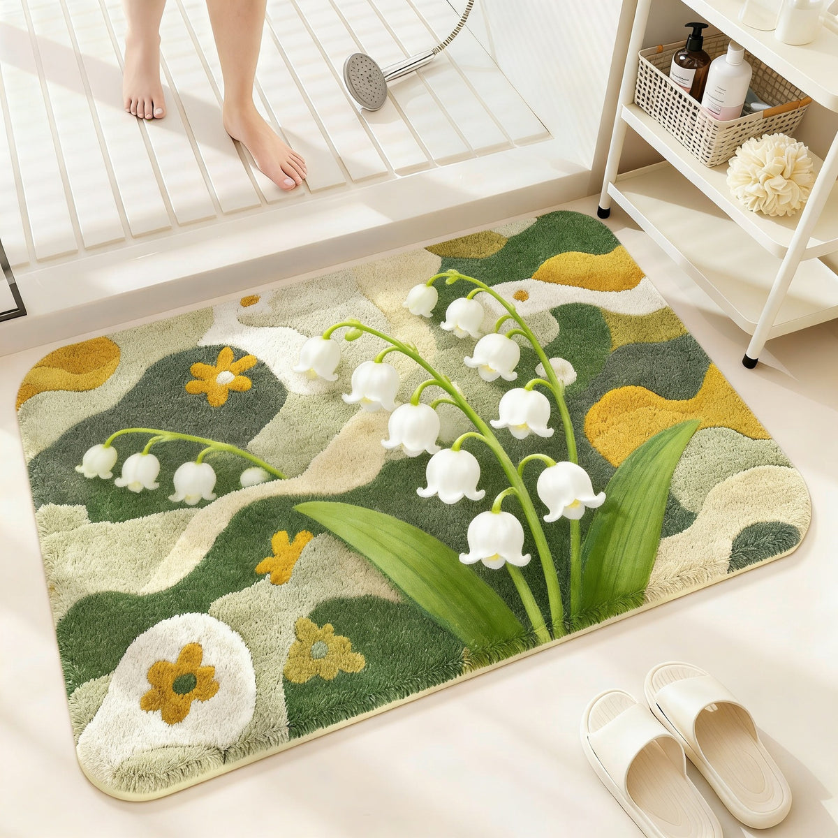 Florales Muster Badezimmerteppich