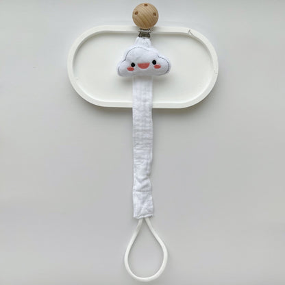 Baby Schnuller Clip mit Plüsch Elefantenkopf Holz Sicherheitsclip