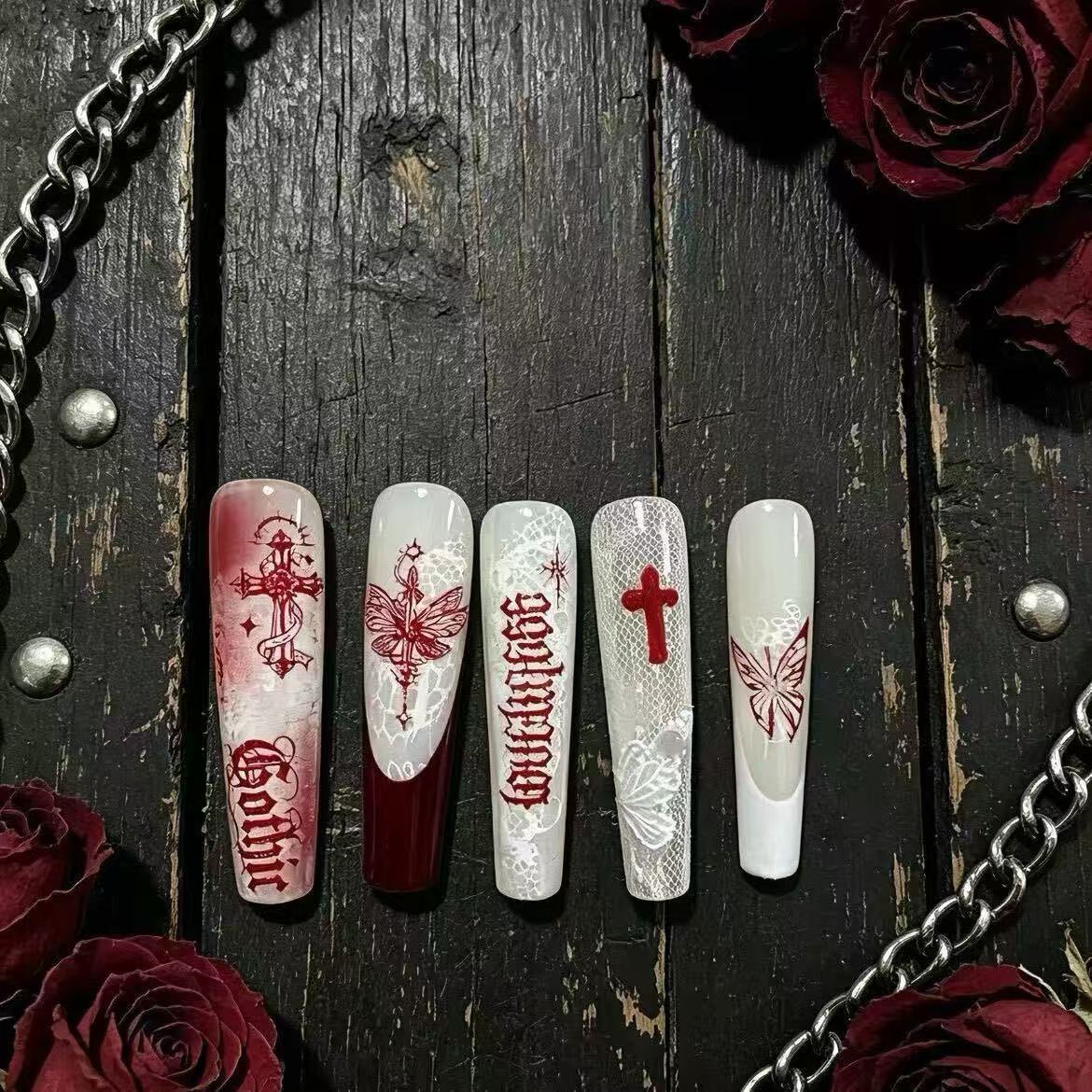 Gothic Themen Press-On Nagelkunst Brehn