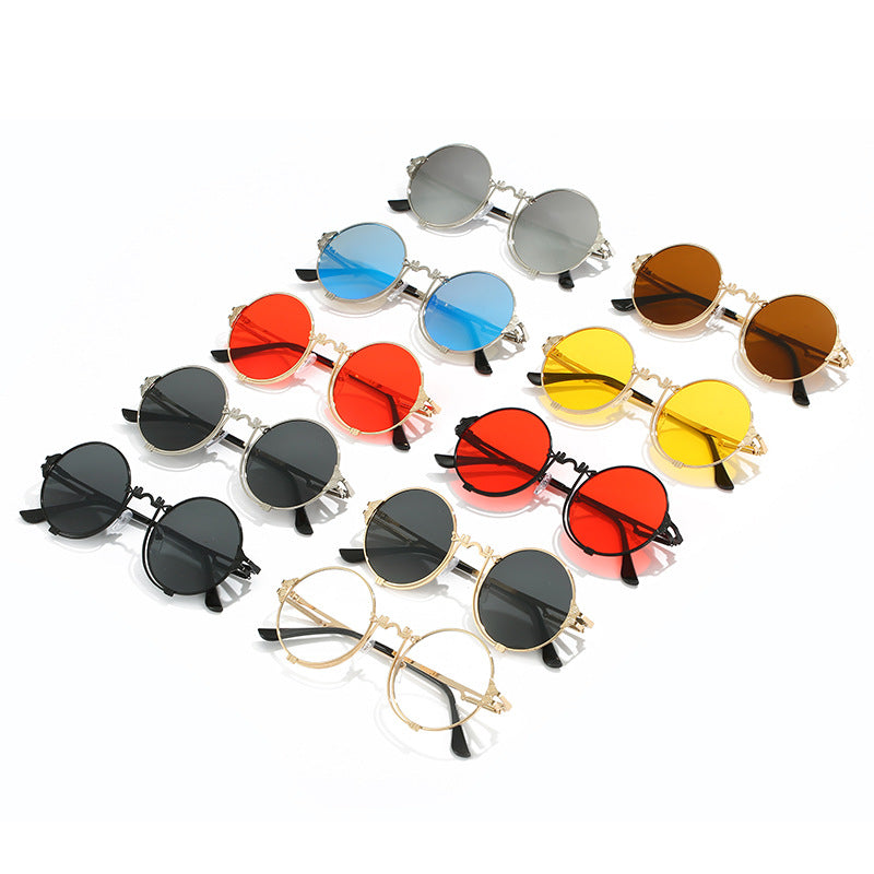 Damen stylische runde Metall-Sonnenbrille mit kunstvollem Designs Brehn