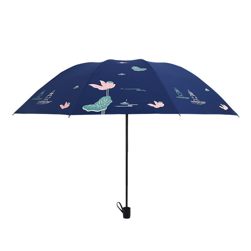 Damen Faltbarer Regenschirm mit floralen Akzenten Brehn
