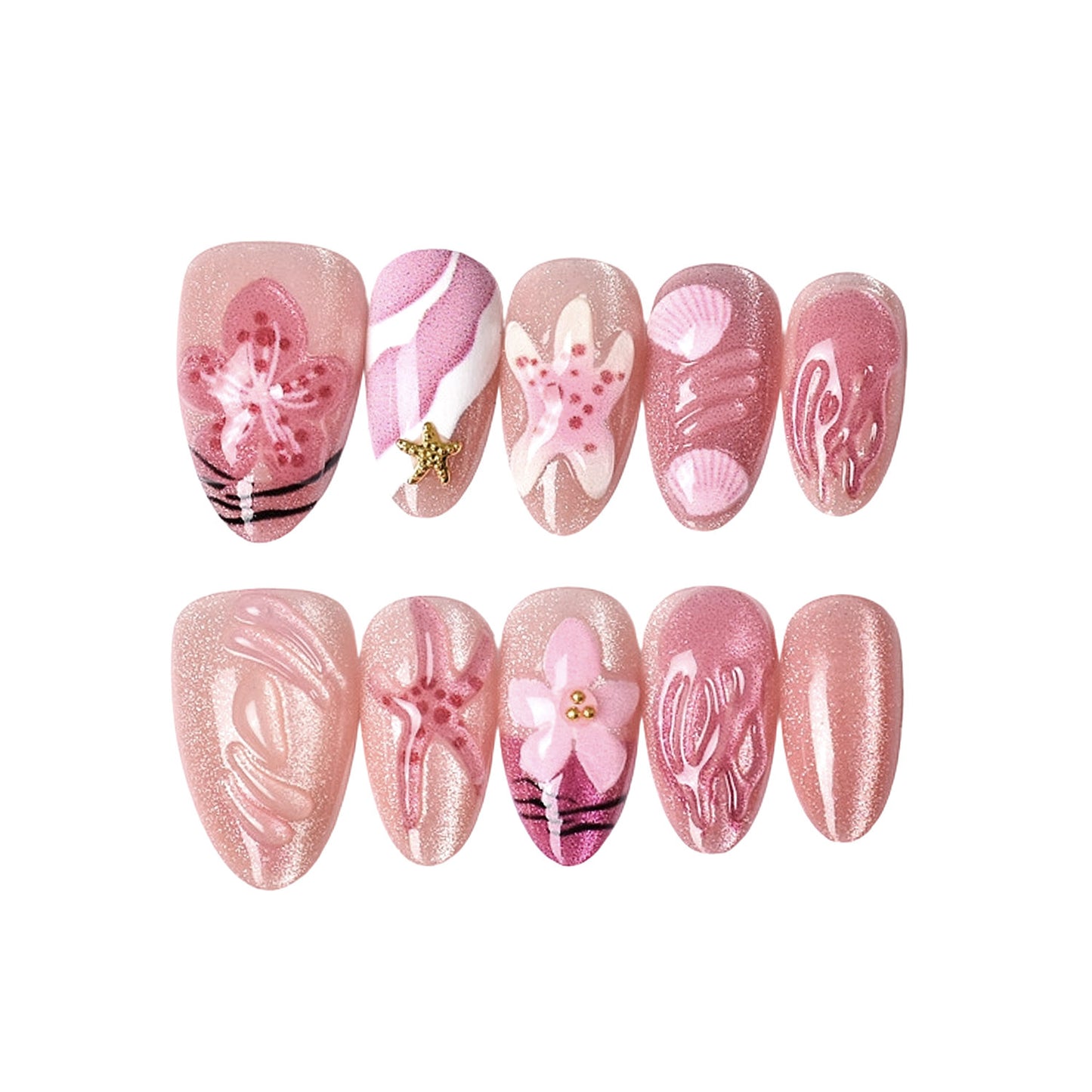 Künstlerisches Floral Design Press-On Nagelset Brehn 1787225204
