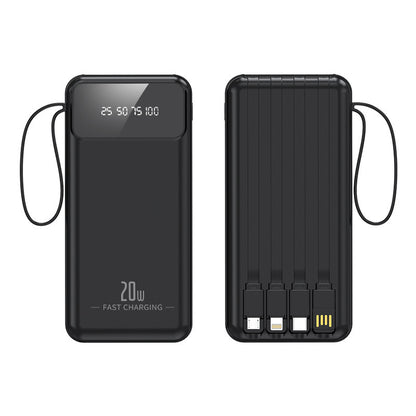 Hochleistungs-Powerbank mit Integrierten Ladekabeln und Digitaler Anzeige Brehn