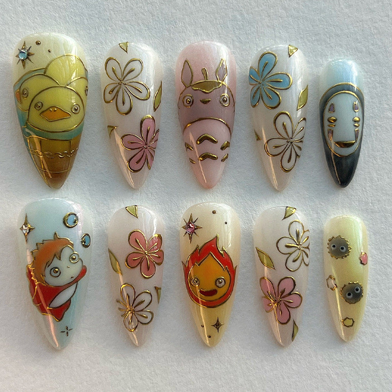 Artistic Character-Themed Press-On Nail Art Set Brehn