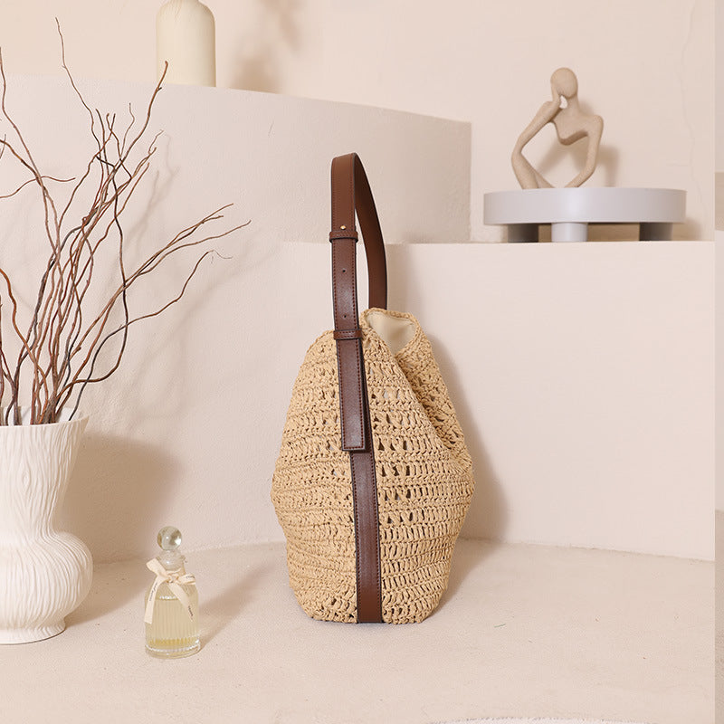 Damen Handtasche aus hochwertigem Makramee mit Lederakzent Brehn