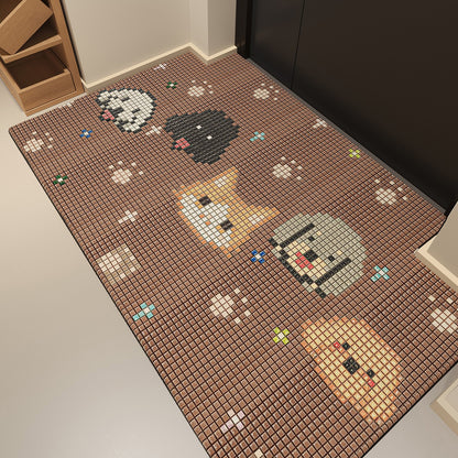 Verspielte Mosaik-Charakter-Türmatte