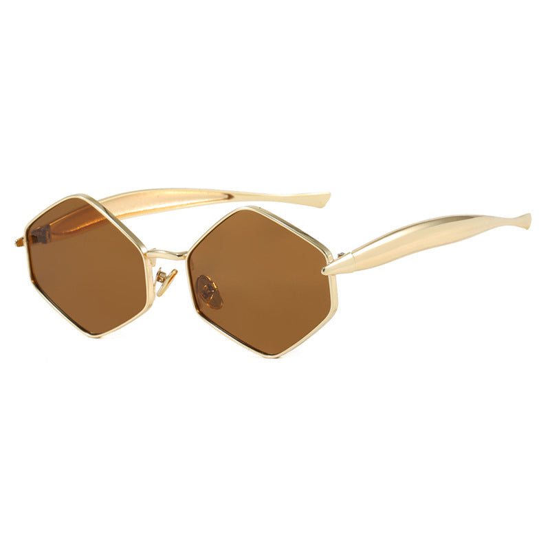 Damen hexagonale Sonnenbrille mit elegantem Metallrahmen und UV-Schutz Brehn