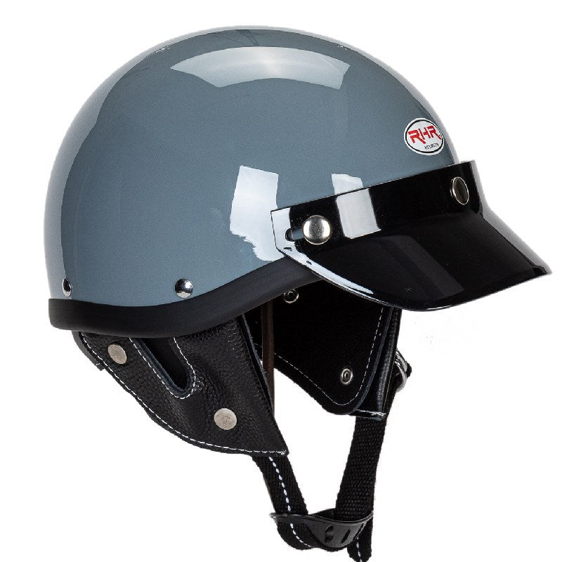 Klassischer Motorrad-Halbschalenhelm mit Visier Brehn