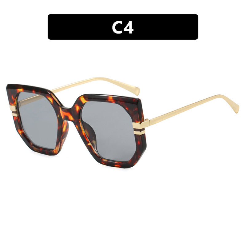 Damen geometrische Sonnenbrille mit luxuriösem goldenen Rahmen und polarisierenden Gläsern Brehn
