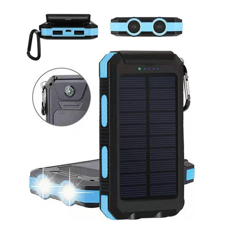 Solarbetriebene Powerbank mit stoßfestem Design und integriertem Karabiner Brehn