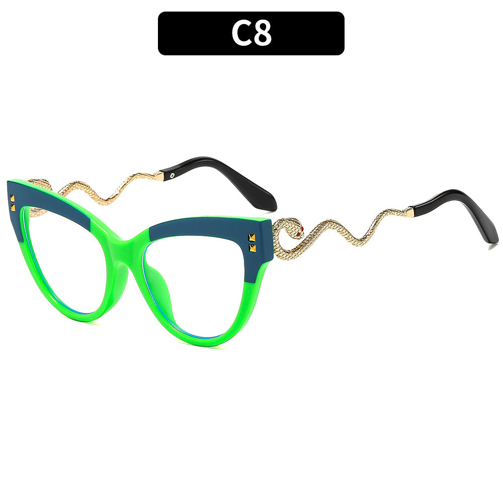 Stylische Cat-Eye-Sonnenbrillen mit einzigartigen Schlangenbügeln