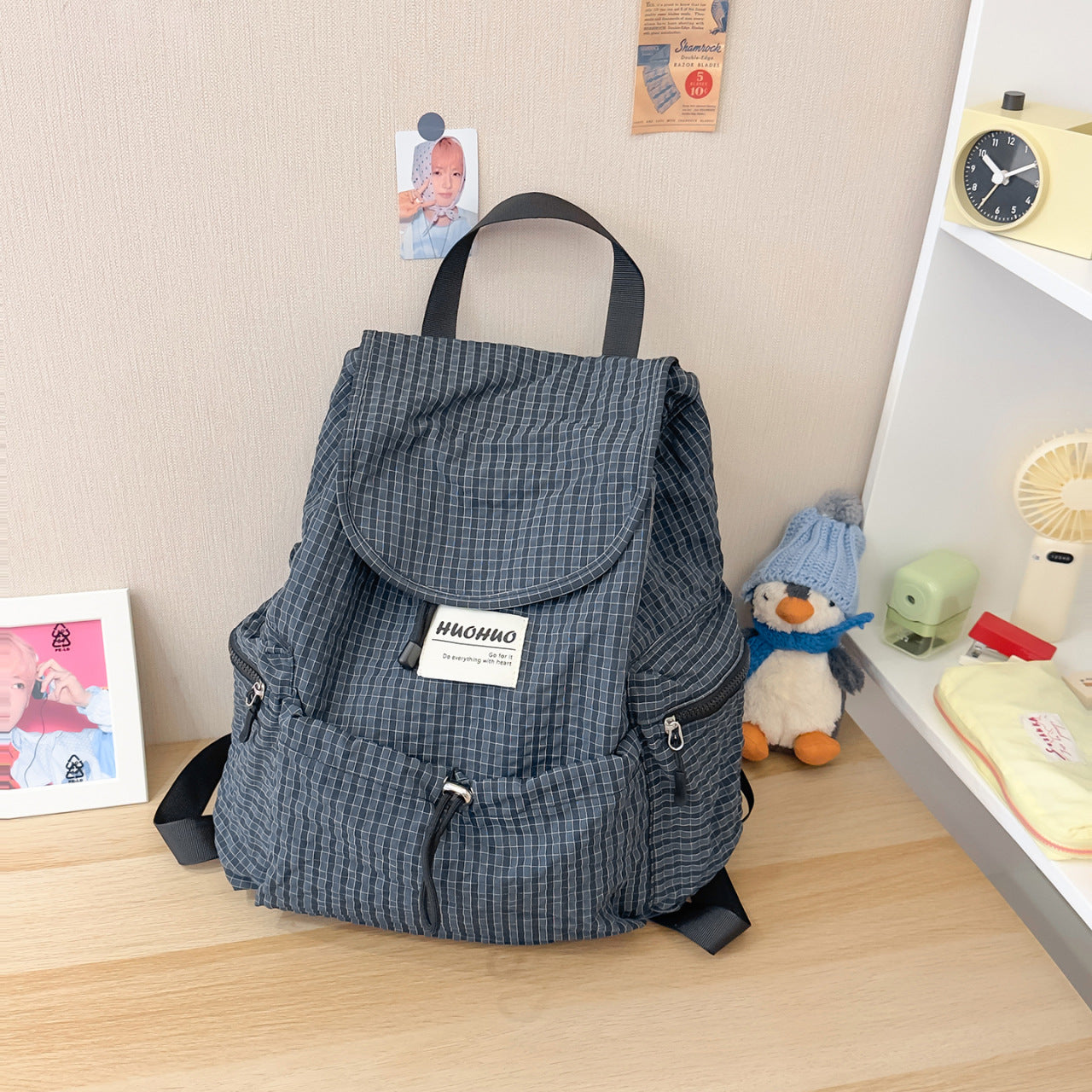 Lässiger Kariertes Muster Rucksack
