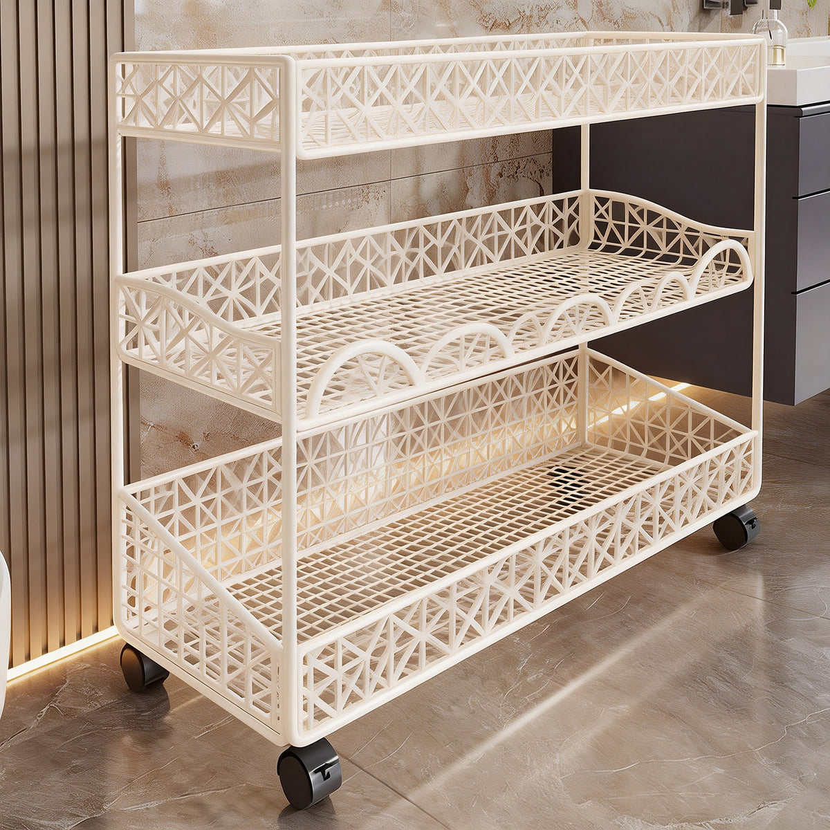 Kompakte dreistufige belüftete Metallgitter-Organizer-Regal für Arbeitsplatte und Schrank