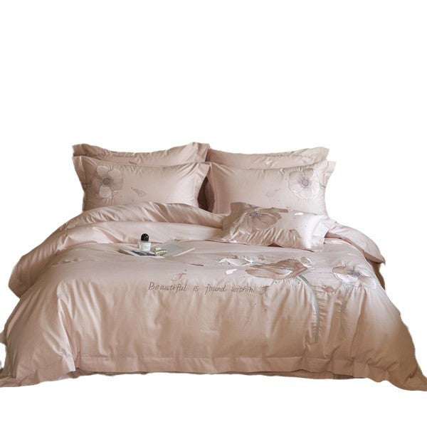 Satin-Bettwäsche-Garnitur mit floraler Relief-Stickerei und samtigem Glanz Brehn