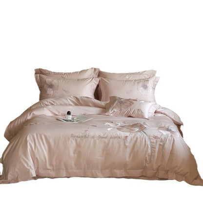 Satin-Bettwäsche-Garnitur mit floraler Relief-Stickerei und samtigem Glanz Brehn