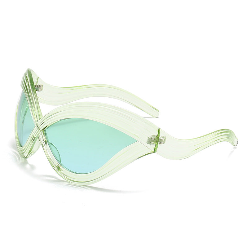 Damen außergewöhnliche Sonnenbrille mit geschwungenem Design Brehn